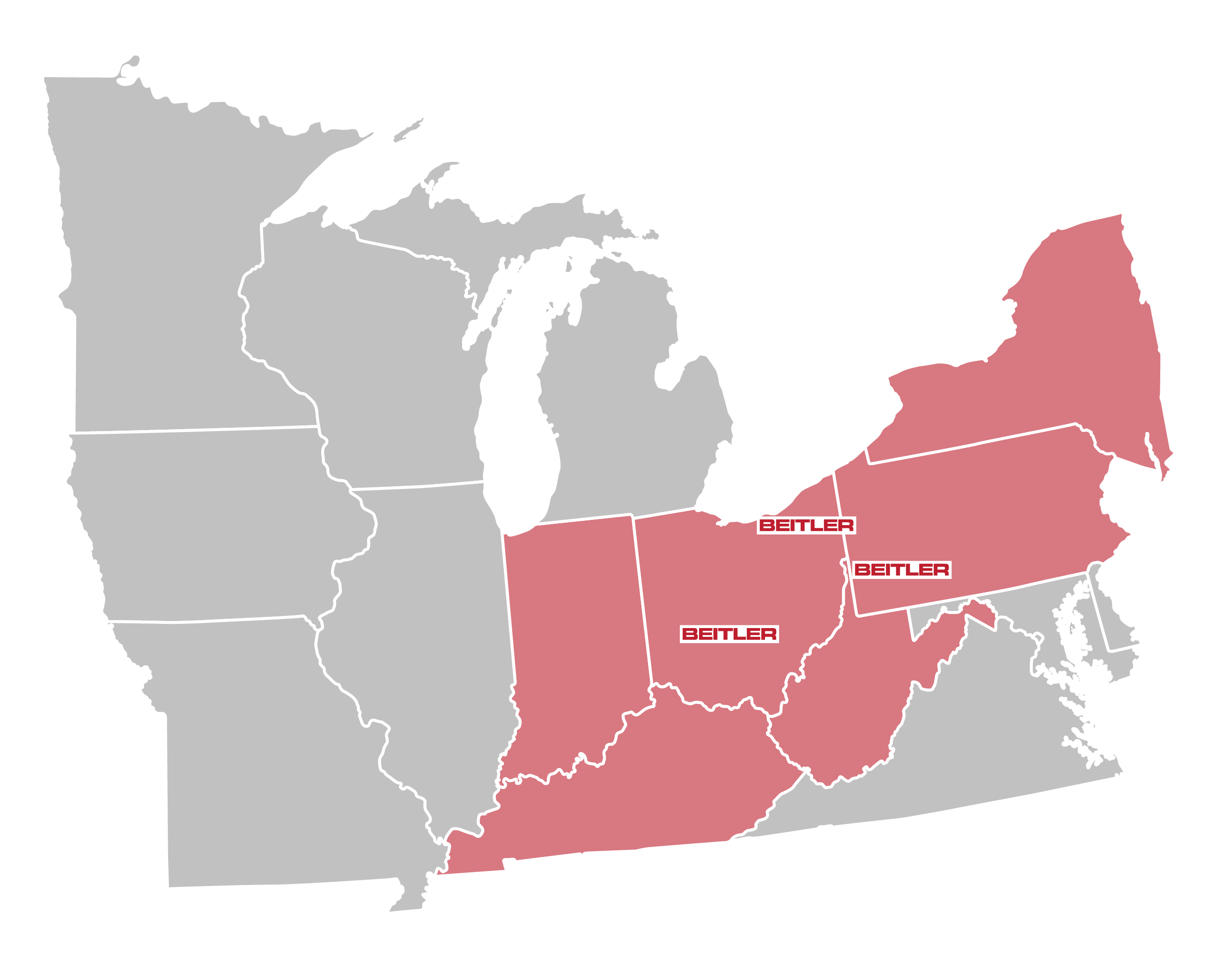 Regional Service Area Map for Columbus, OH